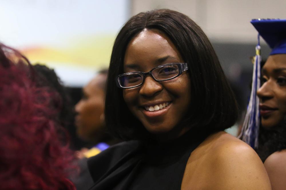 another black student smiling